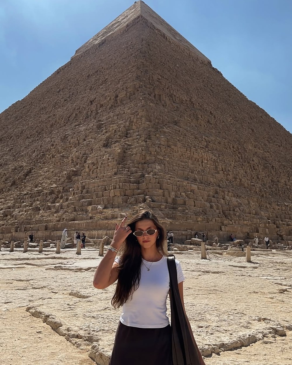 Ellen at the pyramids in Giza