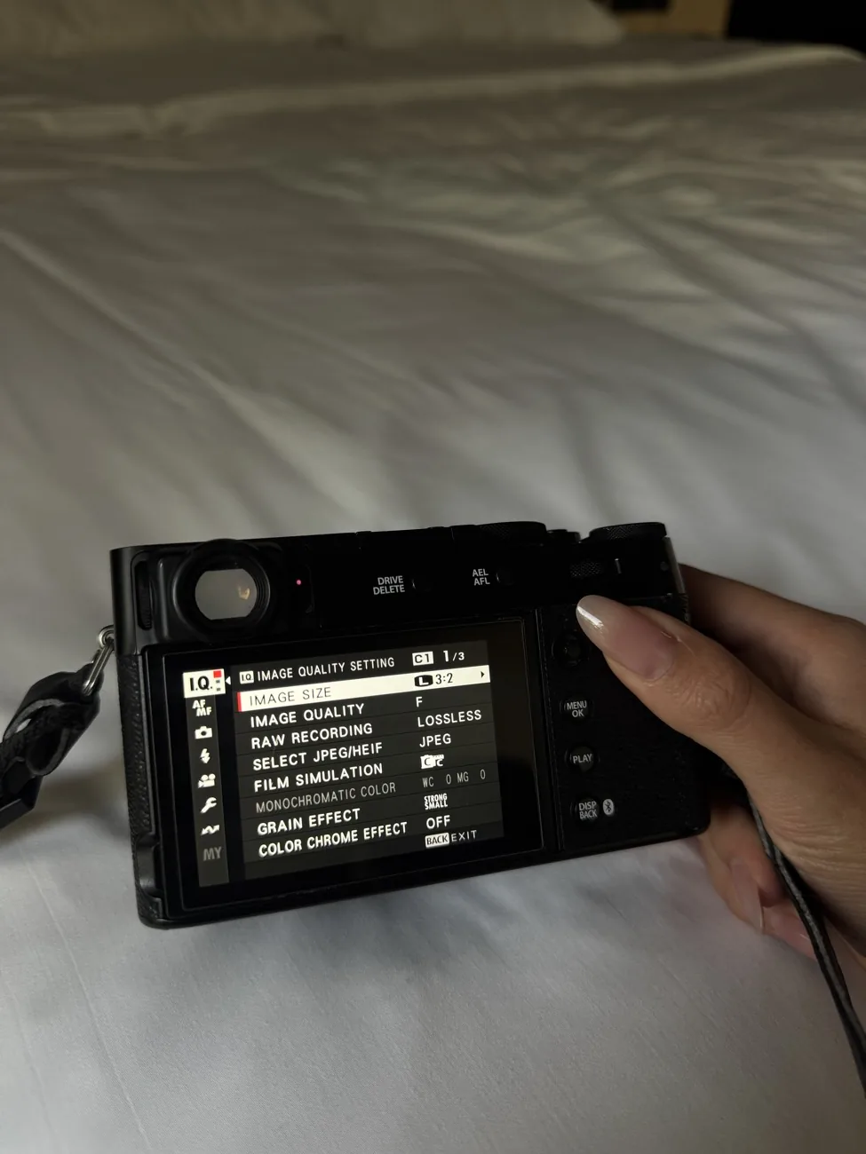 Fujifilm recipe settings screen 1