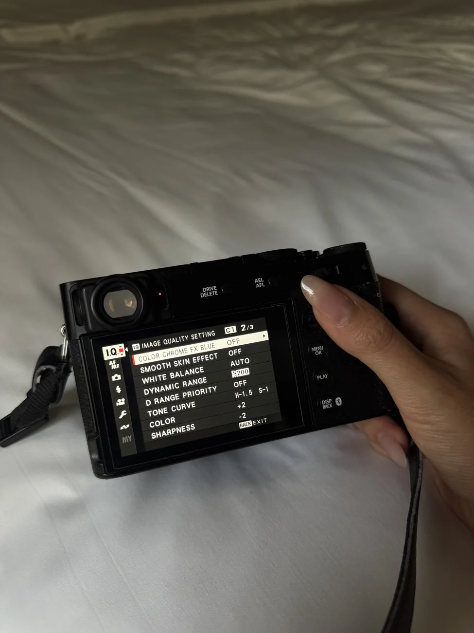 Fujifilm recipe settings screen 2