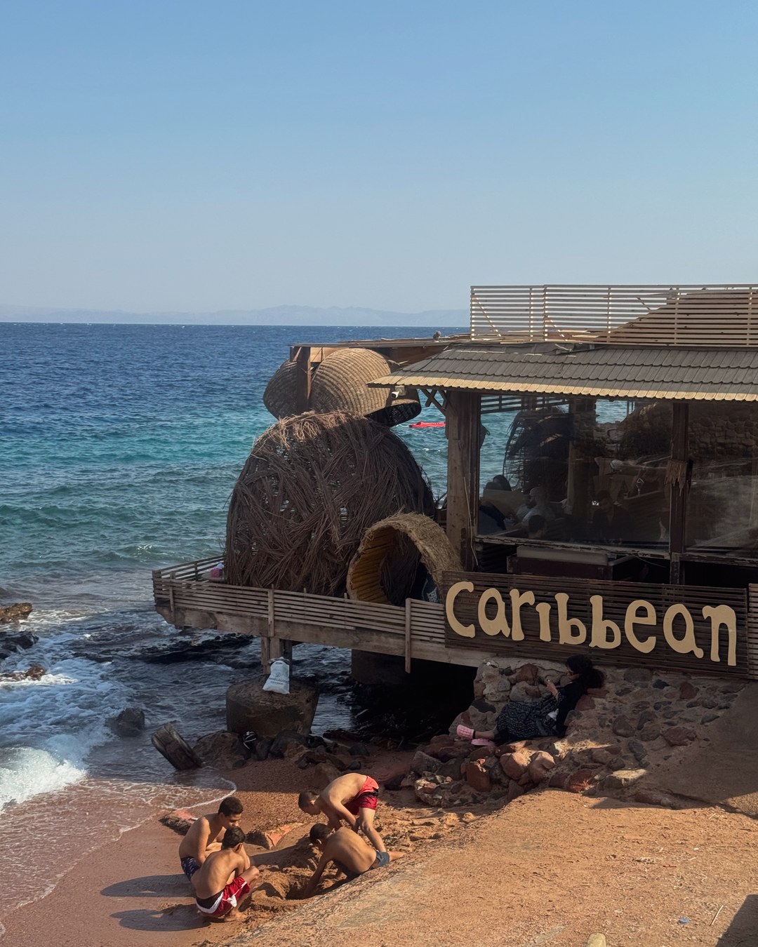 Dahab waterfront cafe beside the Red Sea in Egypt