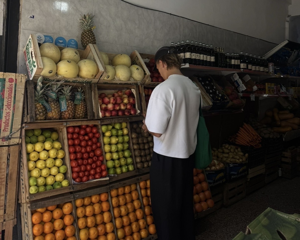 Daniel shopping at a fruit and vegetable shop in Palermo, Buenos Aires